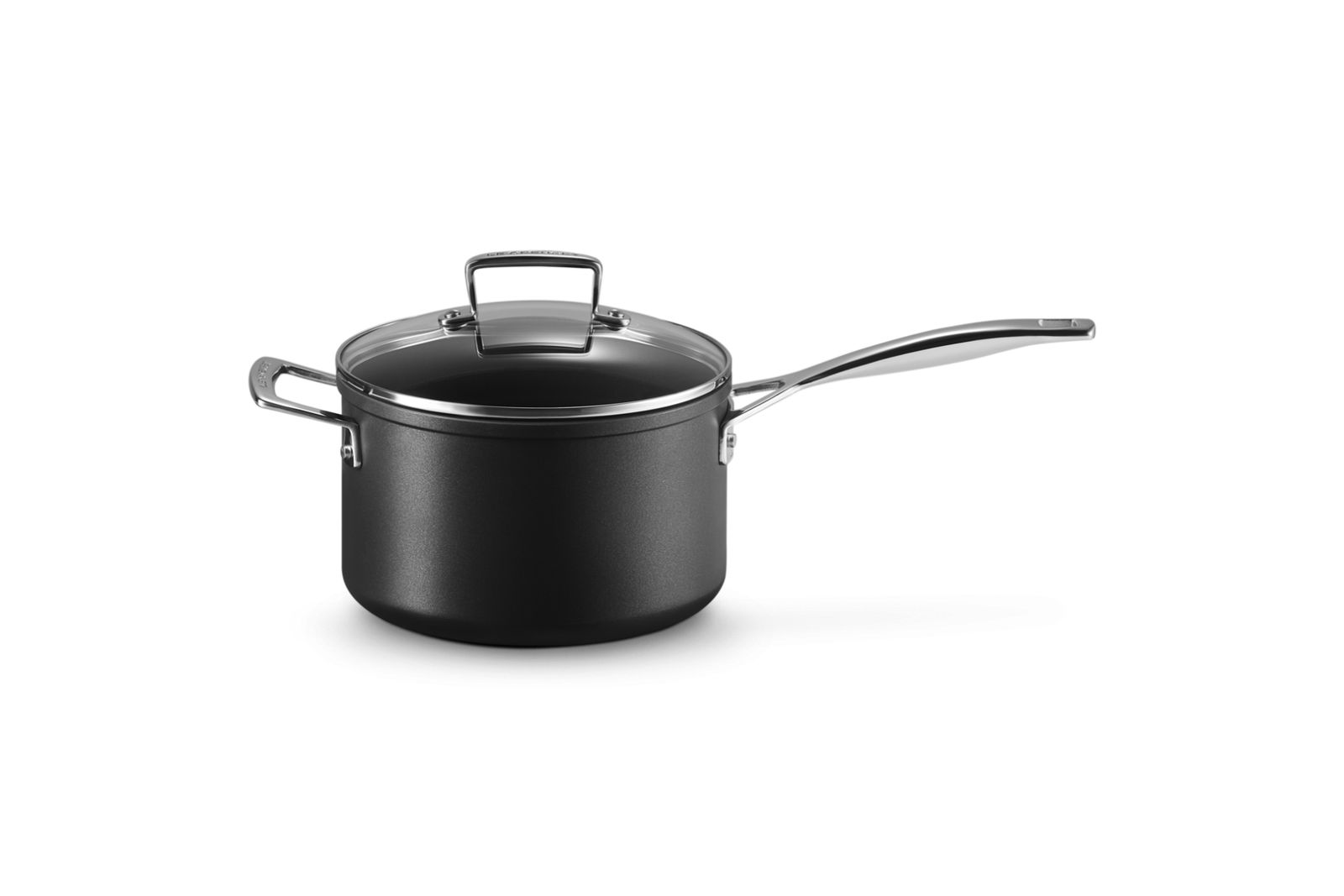 Anti-Aanbak Steelpan met 4x Sterkere Anti-Aanbaklaag en Glazen Deksel en Extra Handvat 20cm 3,8l Zwart