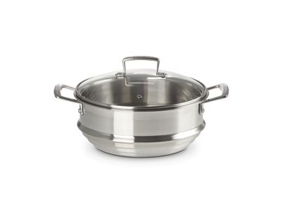 3-Ply Multi Stoominzet in RVS met Glazen Deksel 24cm