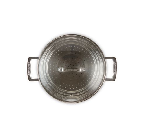 Grand cuit-vapeur adaptable Inox Classique avec couvercle en verre 24cm  Le Creuset