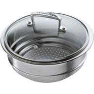 Grand cuit-vapeur adaptable Inox Classique avec couvercle en verre 24cm 