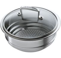 Grand cuit-vapeur adaptable Inox Classique avec couvercle en verre 24cm 