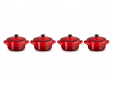 Set de 4 mini-cocottes en céramique 10cm 0,25L Rouge Cerise