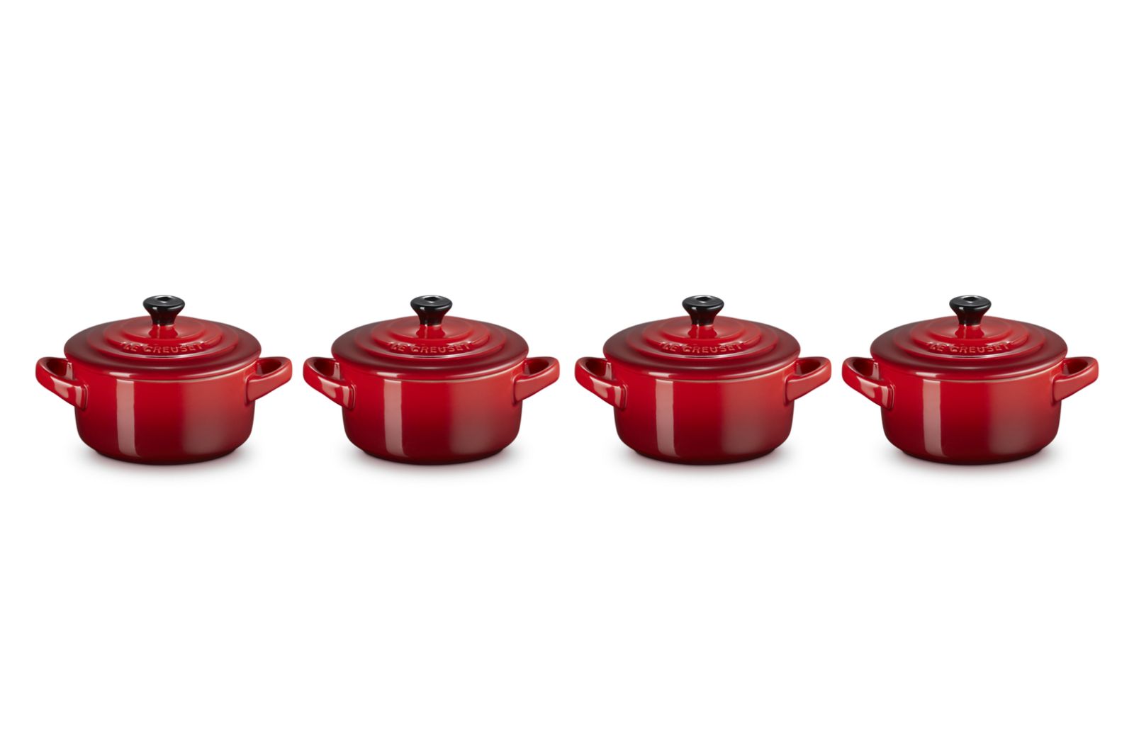 Mini Stoofpannen Set van 4 in Aardewerk 10cm 0,25L Kersenrood