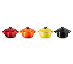 Mini Stoofpannen Set van 4 Fire & Flame in Aardewerk 10cm 0,25l Le Creuset