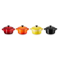 Mini Stoofpannen Set van 4 Fire & Flame in Aardewerk 10cm 0,25l 