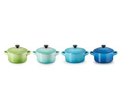 Mini Stoofpannen Set van 4 Sea Breeze in Aardewerk 10cm 0,25l Le Creuset