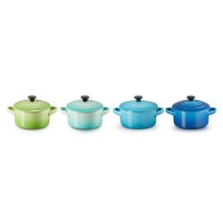 Le Creuset Set de 4 mini-cocottes Brise Marine en céramique 10cm 0,25l 