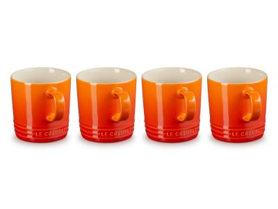 Theemokken Set van 4 in Aardewerk 0,35l Oranjerood