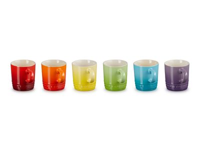 Espressotasjes Rainbow Set van 6 in Aardewerk 0,1l