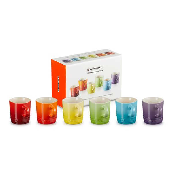 Le Creuset Espressotasjes Rainbow Set van 6 in Aardewerk 0,1l