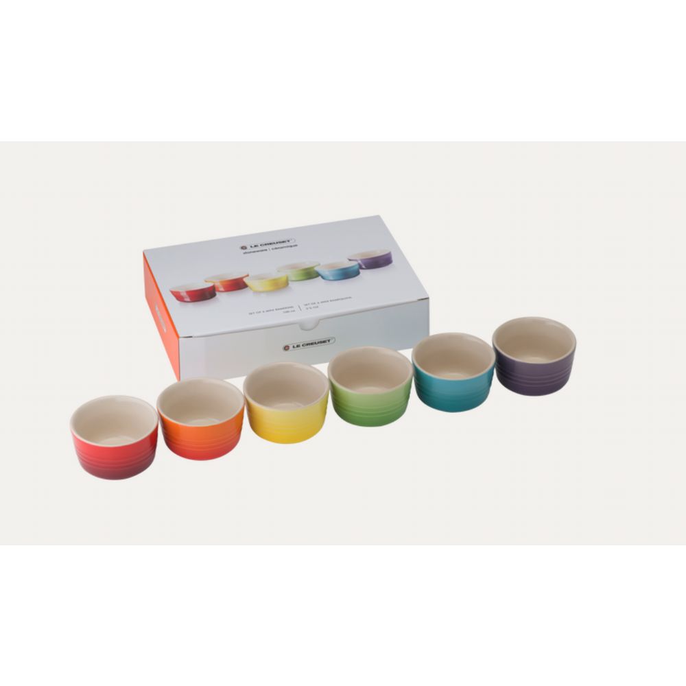 Le Creuset Ramequins Mini-Ramekins Rainbow Set van 6 in Aardewerk 0,1l