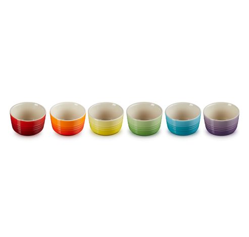 Mini-Ramekins Rainbow Set van 6 in Aardewerk 0,1l  Le Creuset