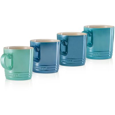 Theemokken Metallic Set van 4 Blauw in Aardewerk 0,35l 