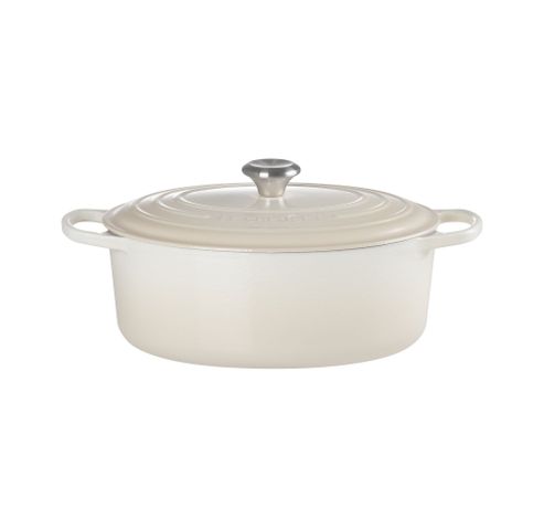 Cocotte ovale en fonte 6,3l 31cm Meringue  Le Creuset