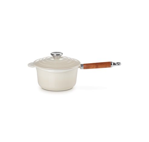 Casserole en fonte émaillée avec manche en bois 1,8l 18cm Meringue  Le Creuset