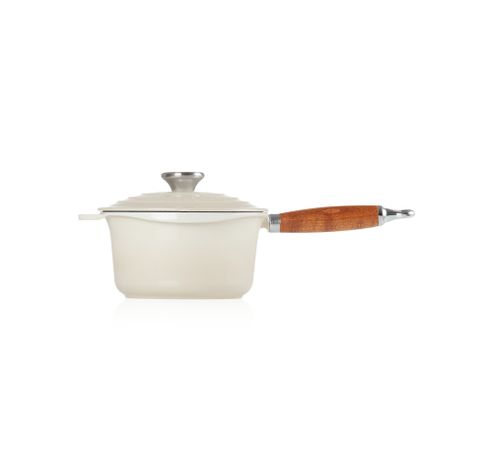 Casserole en fonte émaillée avec manche en bois 1,8l 18cm Meringue  Le Creuset