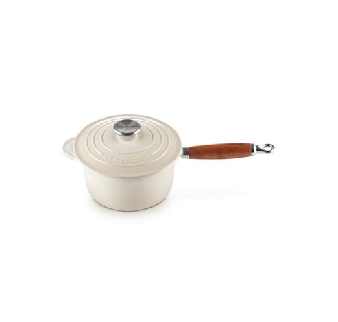 Casserole en fonte émaillée avec manche en bois 1,8l 18cm Meringue  Le Creuset