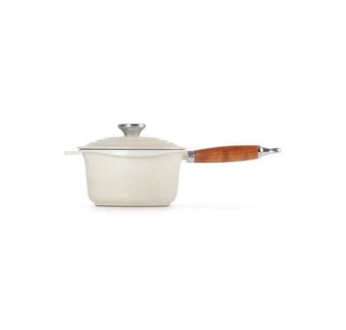 Casserole en fonte émaillée avec manche en bois 1,8l 18cm Meringue  Le Creuset