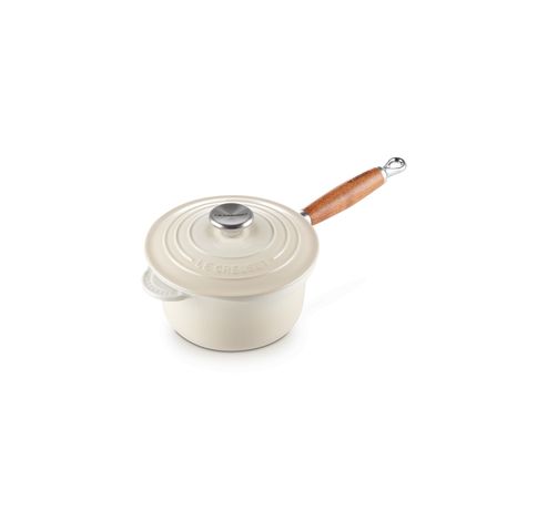 Casserole en fonte émaillée avec manche en bois 1,8l 18cm Meringue  Le Creuset