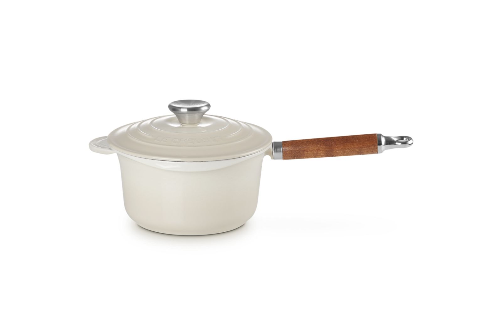 Casserole en fonte émaillée avec manche en bois 1,8l 18cm Meringue