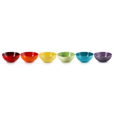 Ontbijtkommetjes Rainbow Set van 6 in Aardewerk 16cm 0,65L  Le Creuset