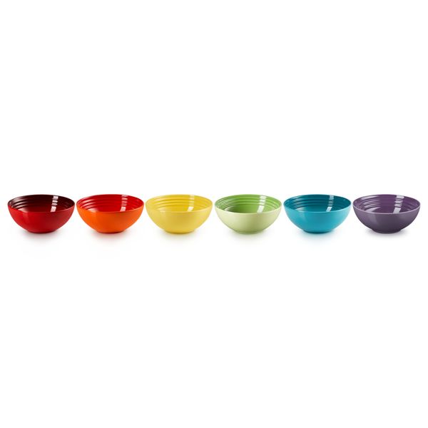 Ontbijtkommetjes Rainbow Set van 6 in Aardewerk 16cm 0,65L 