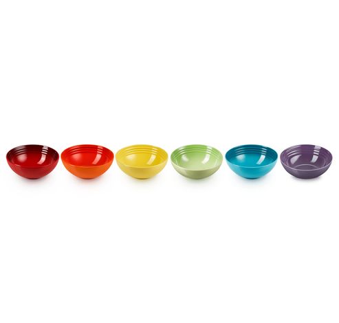 Ontbijtkommetjes Rainbow Set van 6 in Aardewerk 16cm 0,65L  Le Creuset