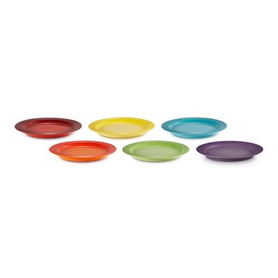 Dessertbordjes Rainbow Set van 6 in Aardewerk 22cm  Le Creuset