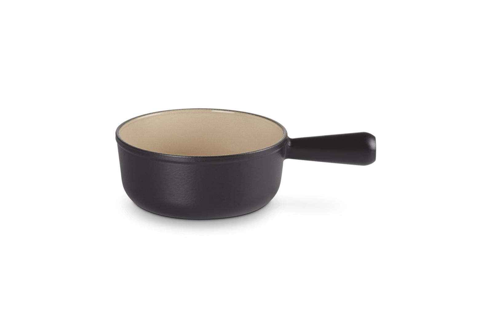 Steelpan in Geëmailleerd Gietijzer met Gietijzeren Handvat 18cm 1,4l Mat Zwart 