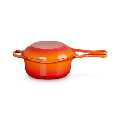 Steelpan 2-in-1 in Geëmailleerd Gietijzer 22cm 2,3l Oranjerood 