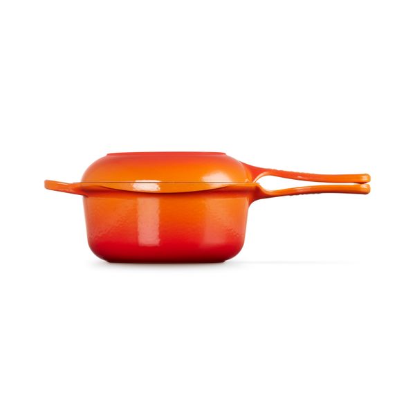 Steelpan 2-in-1 in Geëmailleerd Gietijzer 22cm 2,3l Oranjerood 