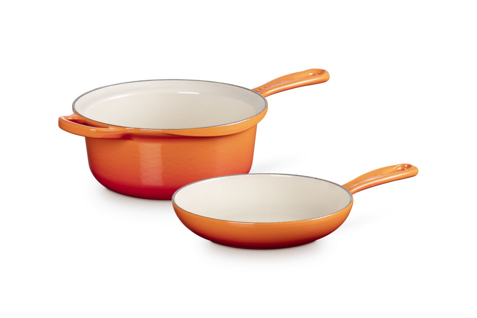 Steelpan 2-in-1 in Geëmailleerd Gietijzer 22cm 2,3l Oranjerood