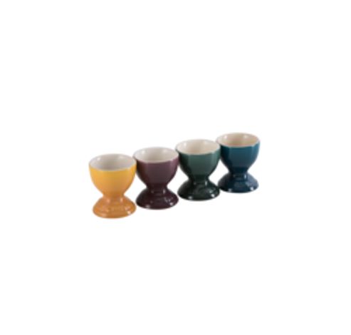 Aardewerken set van 4 Eierdopjes in Deep Teal, Artichout, Fig en Nectar  Le Creuset