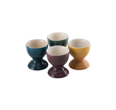 Aardewerken set van 4 Eierdopjes in Deep Teal, Artichout, Fig en Nectar  Le Creuset