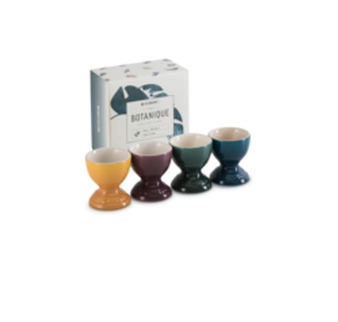 Aardewerken set van 4 Eierdopjes in Deep Teal, Artichout, Fig en Nectar  Le Creuset