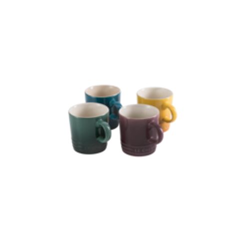 Aardewerken set van 4 Espressokopjes 100ml in Deep Teal, Artichout, Fig en Nectar  Le Creuset