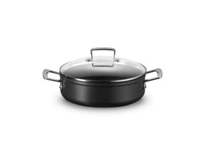 Anti-Aanbak Provençaalse Sauteuse met 4x Sterkere Anti-Aanbaklaag en Glazen deksel 24cm 3,3L 