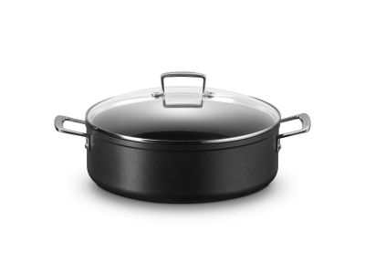 Anti-Aanbak Provençaalse Sauteuse met 4x Sterkere Anti-Aanbaklaag en Glazen deksel 30cm 6,8L