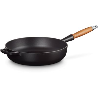 Sauteuse Signature in Geëmailleerd Gietijzer met Houten Handvat  28cm 3,6l Mat Zwart  Le Creuset