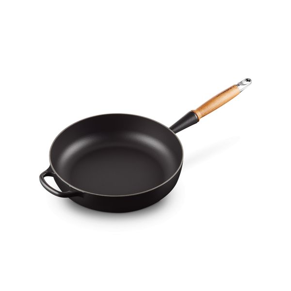 Le Creuset Sauteuse Signature in Geëmailleerd Gietijzer met Houten Handvat  28cm 3,6l Mat Zwart