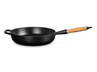 Signature Sauteuse in Geëmailleerd Gietijzer met Houten Handvat  28cm 3,6l Mat Zwart