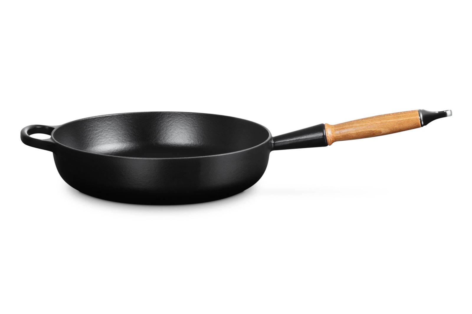 Signature Sauteuse in Geëmailleerd Gietijzer met Houten Handvat  28cm 3,6l Mat Zwart