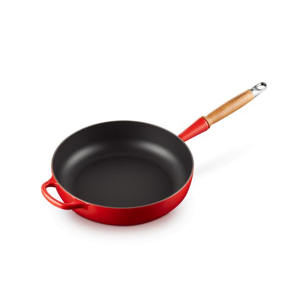 Le Creuset Sauteuse Signature in Geëmailleerd Gietijzer met Houten Handvat 28cm 3,6l Kersenrood