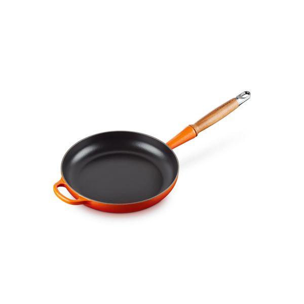 Le Creuset Koekenpan Signature in Geëmailleerd Gietijzer met Houten Handvat 26cm 2l Oranjerood