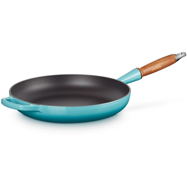 Le Creuset Koekenpan Signature in Geëmailleerd Gietijzer met Houten Handvat 28cm 2,6l Caribbean Blue