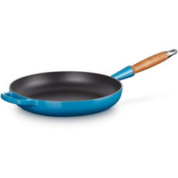 Le Creuset Koekenpan Signature in Geëmailleerd Gietijzer met Houten Handvat  28cm 2,6l Marseilleblauw 