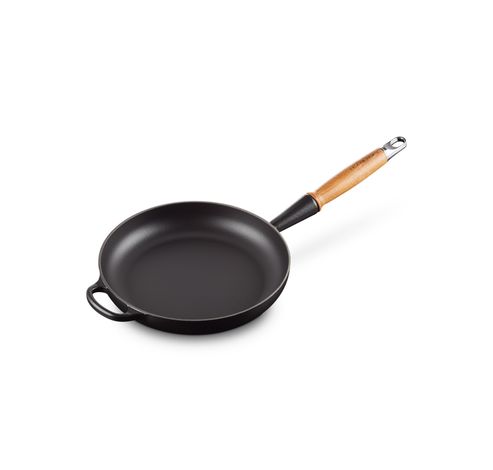 Poêle Signature en fonte émaillée avec manche en bois 26cm 2l Noir Mat  Le Creuset