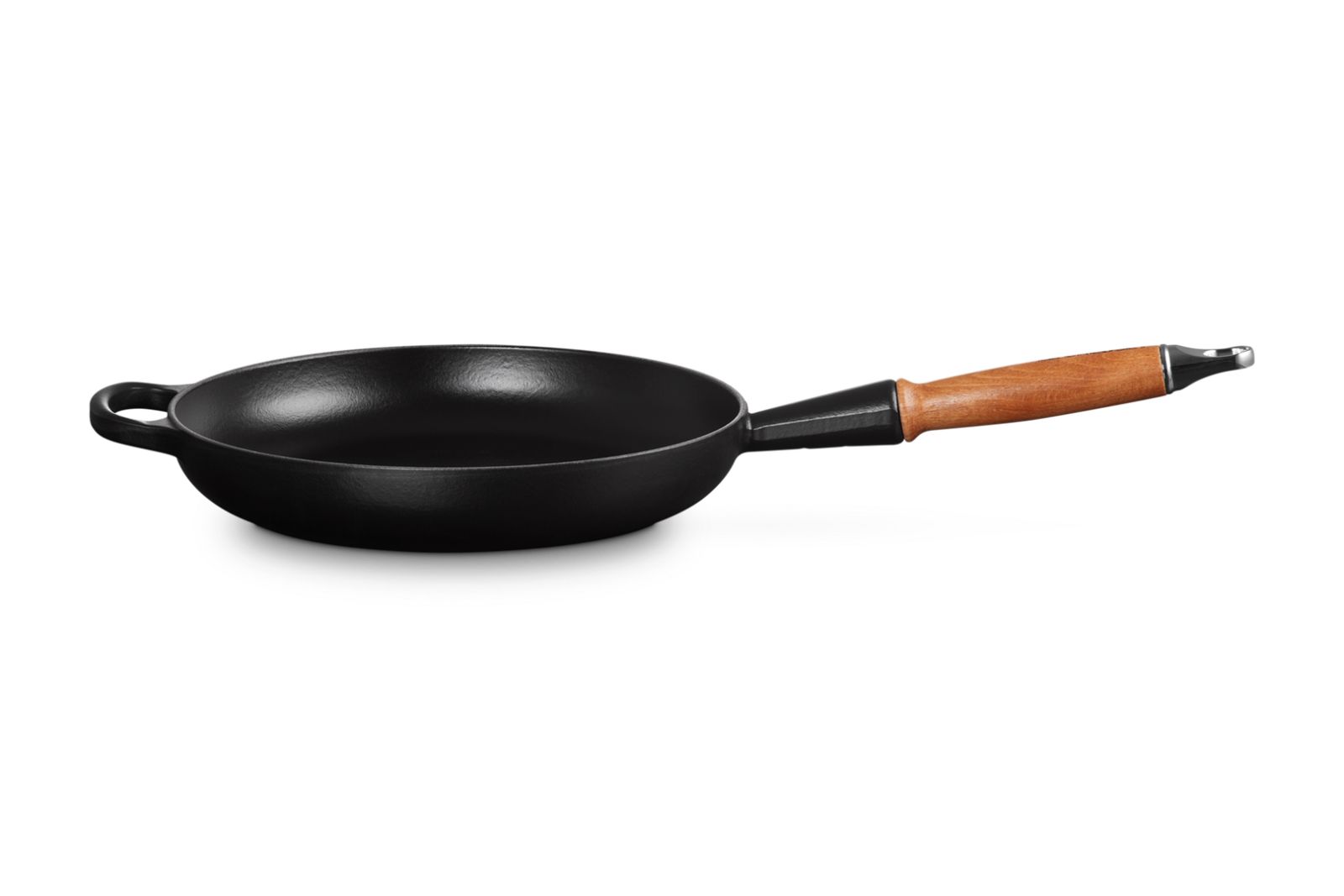 Signature Koekenpan in Geëmailleerd Gietijzer met Houten Handvat 26cm 2l Mat Zwart 