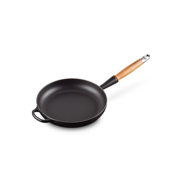 Le Creuset Koekenpan Signature in Geëmailleerd Gietijzer met Houten Handvat 24cm 1,6l Mat Zwart 