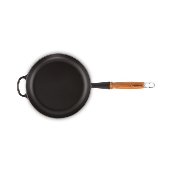 Le Creuset Koekenpan Signature in Geëmailleerd Gietijzer met Houten Handvat 24cm 1,6l Mat Zwart 